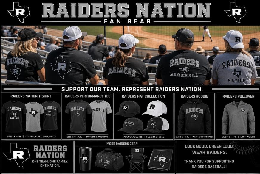 Raiders Nation Fan Gear — parents and fans wearing Raiders apparel at the ballpark